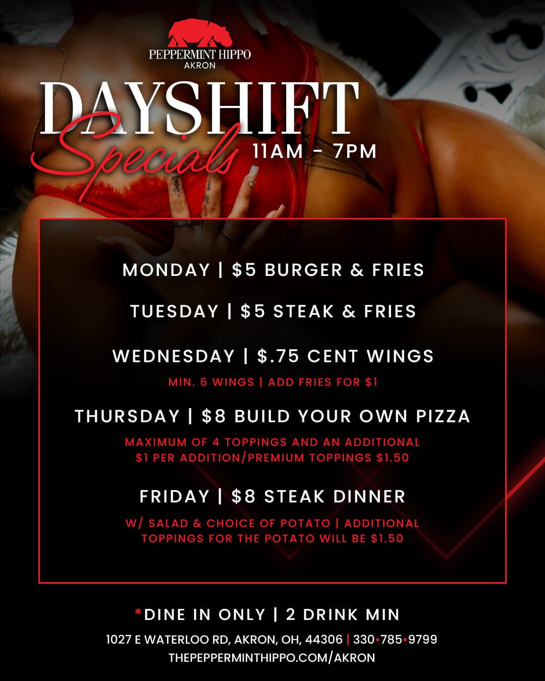 Dayshift Specials at Peppermint Hippo Akron