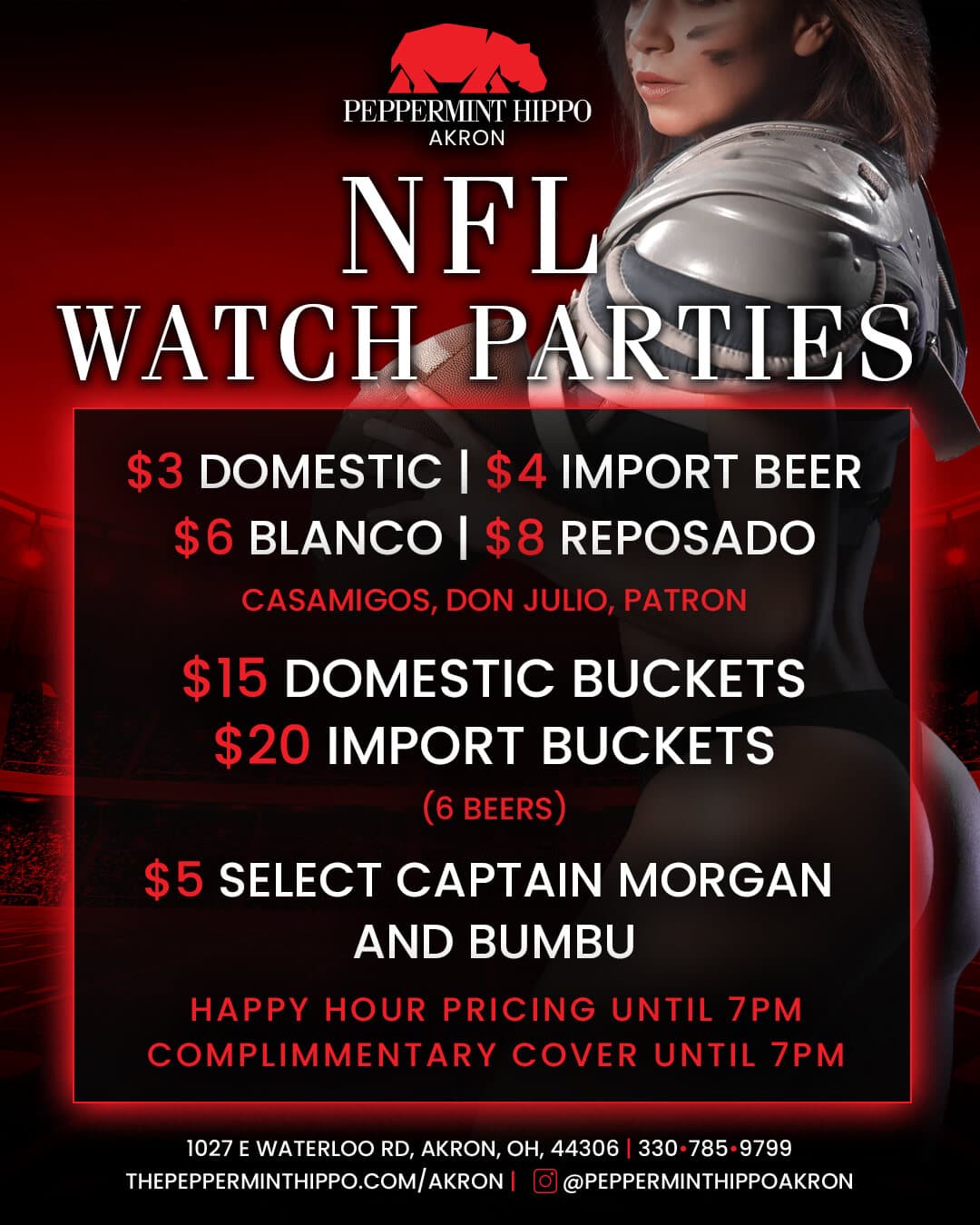 NFL Watch Party Specials at Peppermint Hippo Akron
