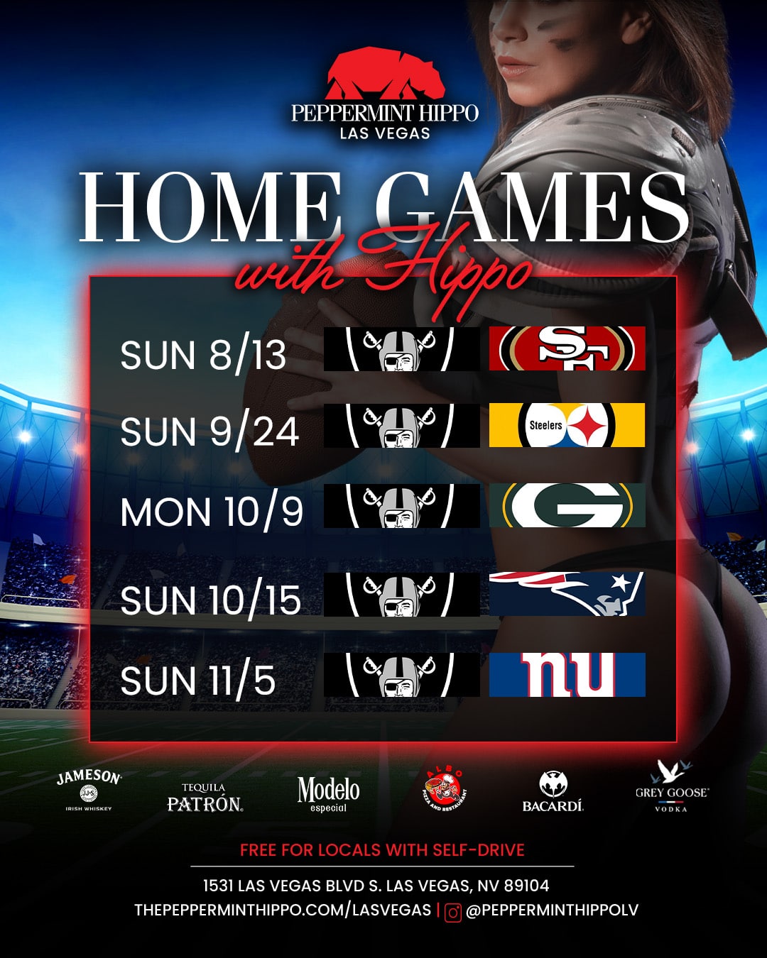 Home Games Football at Peppermint Hippo Las Vegas