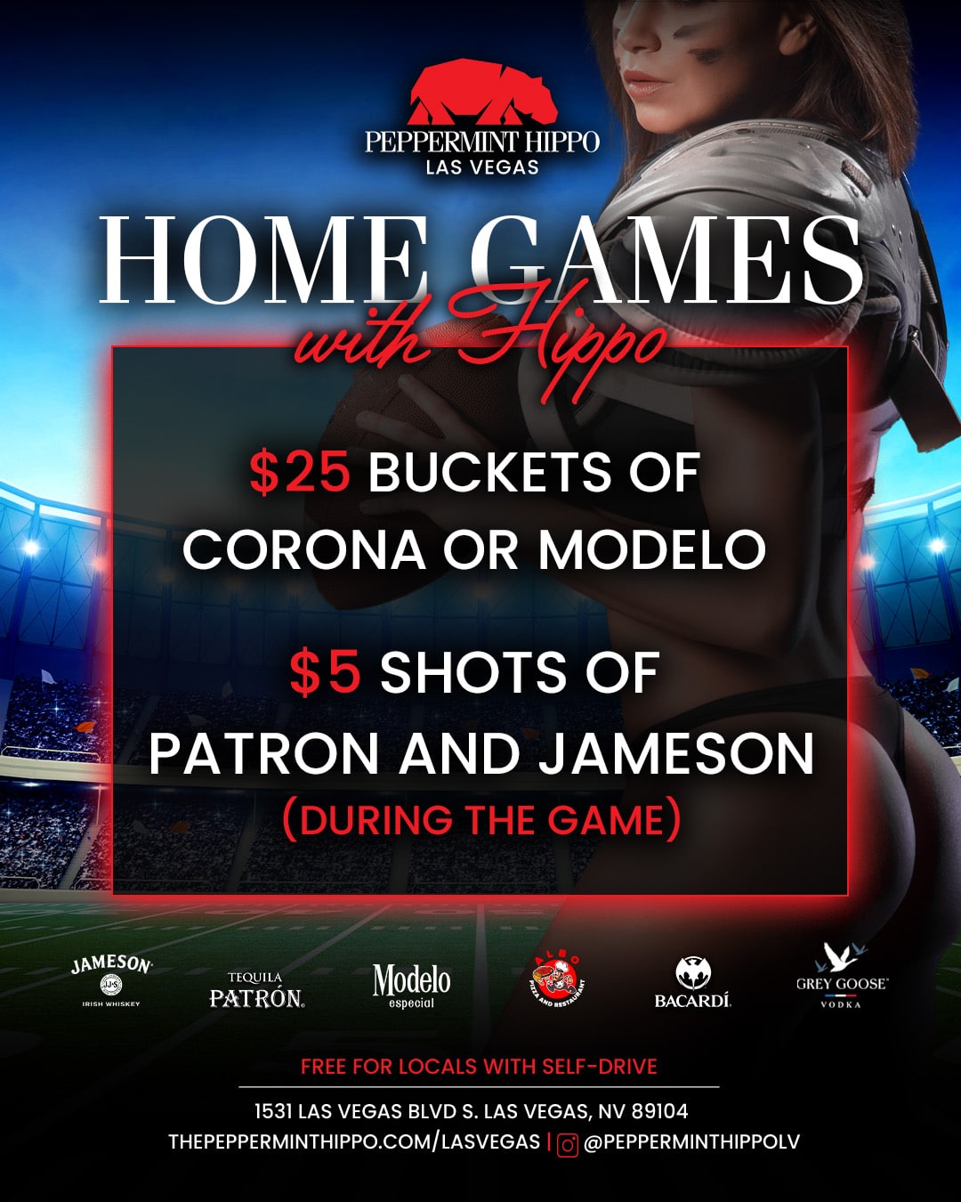 Home Games Football Specials at Peppermint Hippo Las Vegas