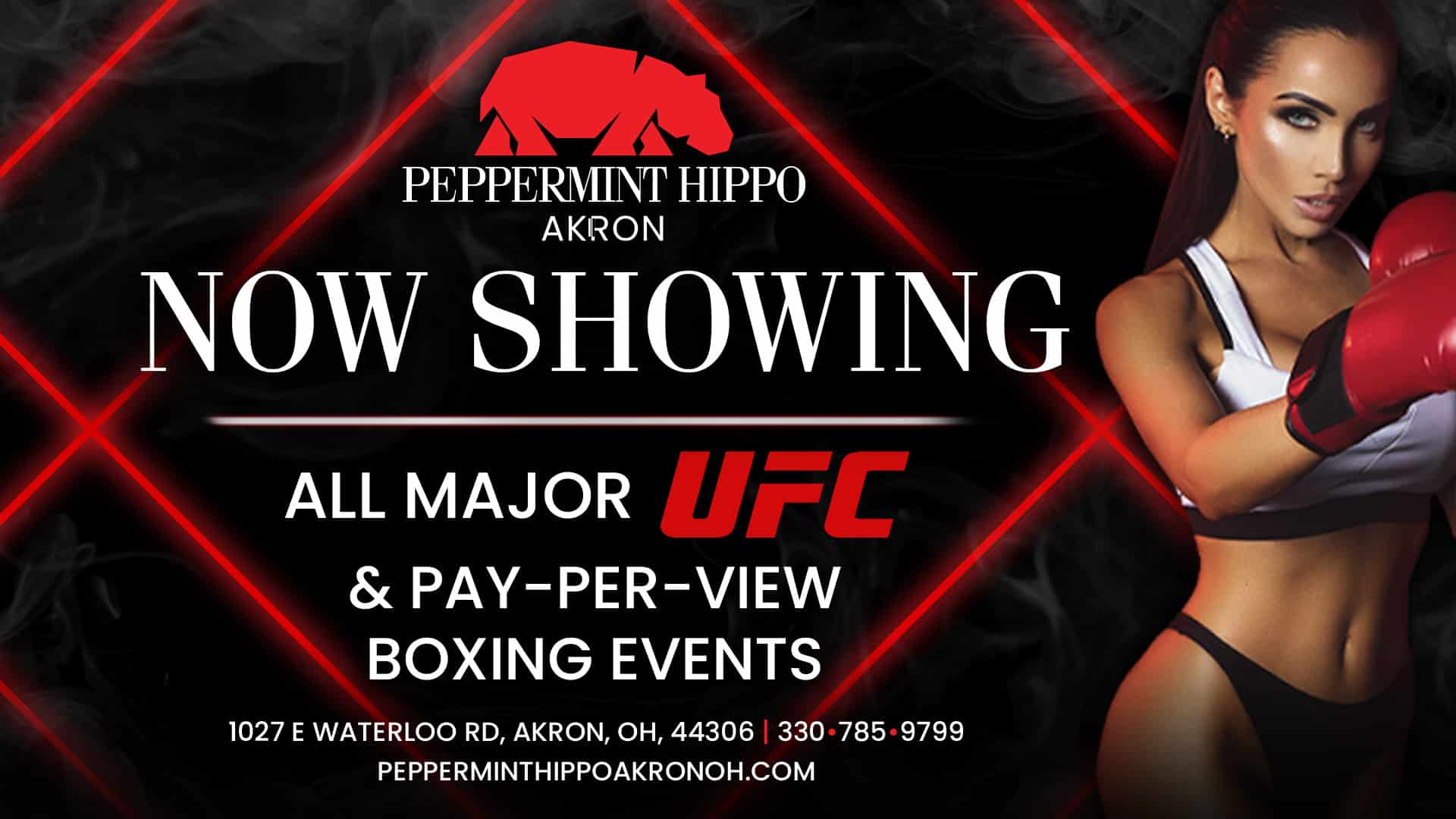 Now showing all major UFC events at Peppermint Hippo Akron